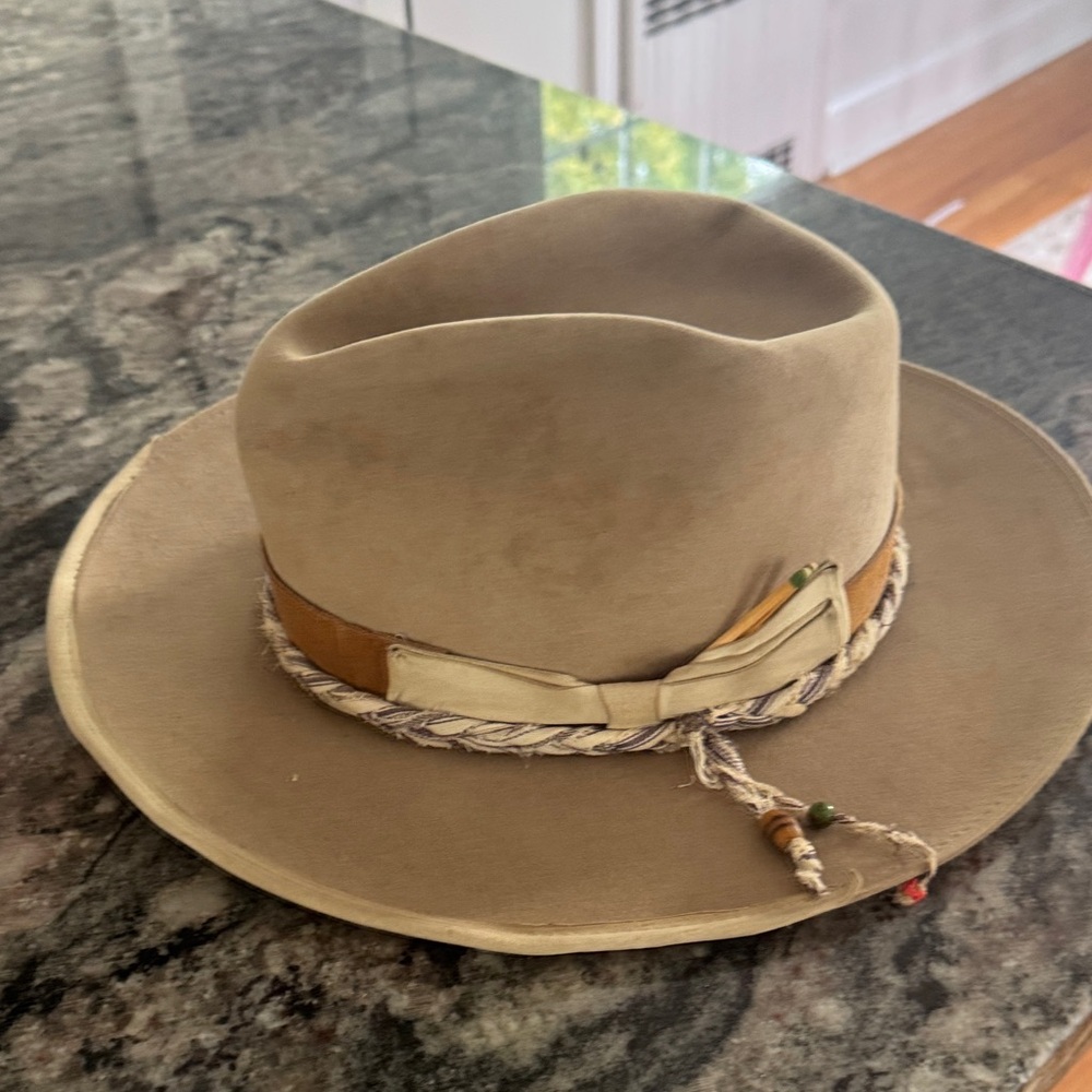 Nick Fouquet Tan Wide Brim Hat with Rope Detail (beaver 100x)